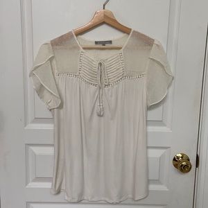 Daniel Rainn Binks Crochet Yolk Knit Top